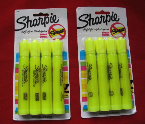 Lot of 2-4 packs Sharpie Yellow Highlighters Smear Guard Chisel Tip 25164 NEW