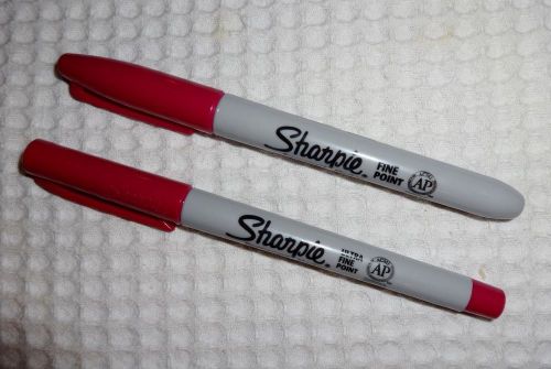 2 SHARPIE Permanent Markers -MAGENTA PINK- 1 Ultra Fine Point &amp; 1 Fine Point-New