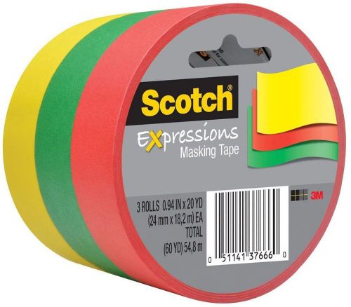 Expressions Masking Tape 0.94 X 20 Yard Red Yellow Green 3437-3prm