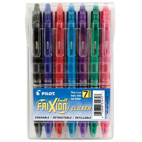 Pilot FriXion Clicker, Fine Point 7pk, Asst Colors (Pilot 31472) - 1  Pack Each