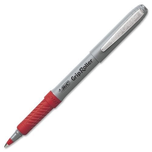 BIC Comfort Grip Rollerball Pen - Fine Point - 0.7 mm - Red Ink - 12 / Pack