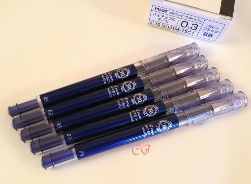 5 New Blue Black Pilot Hi-Tec-C maica 0.3mm Extra Fine Needle tip Ballpoint Pen