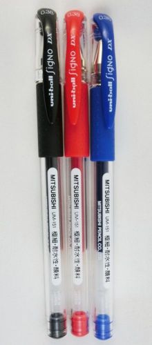 MITSUBISHI UNI-BALL SIGNO DX UN-151 (0.38) GEL PEN - 3 PCS (BLUE, BLACK, RED)