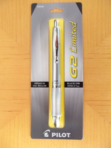 Pilot G2 Limited Premium Gel Roller Fine Point Pen, Black Ink, Silver Barrel