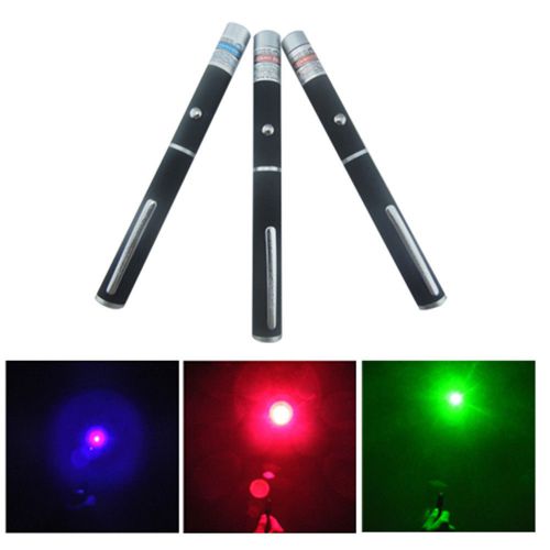 3pcs green blue violet &amp; red light beam powerful 5mw laser pointer pen us stock for sale