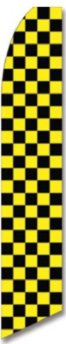 BLACK &amp; YELLOW CHECKER SWOOPER TALL BOW FEATHER FLAG BANNER 15ft JNF