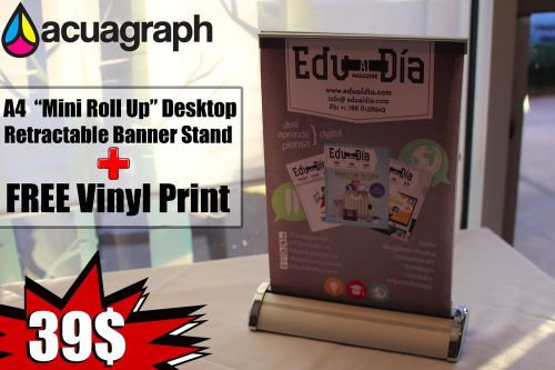 Roll Up Desktop Retractable Banner Stand A4 + FREE Vinyl Print!!!