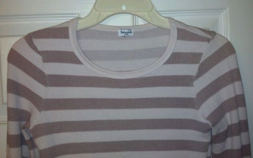 Splendid Pink Striped Thermal/Waffle Shirt/Top/Tunic ~ L 8/10 ~ SOFT Pima/Modal