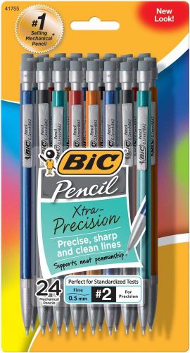 NEW BIC Pencil Xtra Precision (Metallic Barrels), Fine Point (0.5 mm), 24-Count