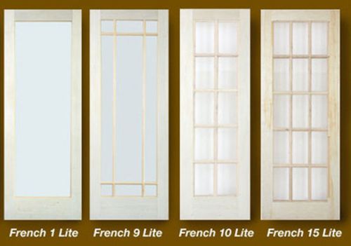 1 lite 10 lite or 15 lite stain grade poplar solid core french clear glass doors for sale