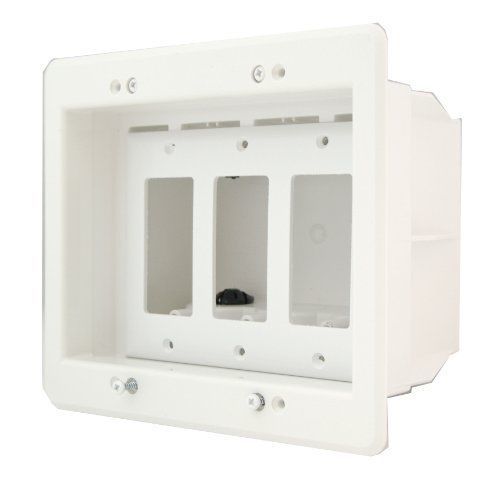 Recessed electrical outlet mounting box with paintable wall gang dvfr3w-1 for sale