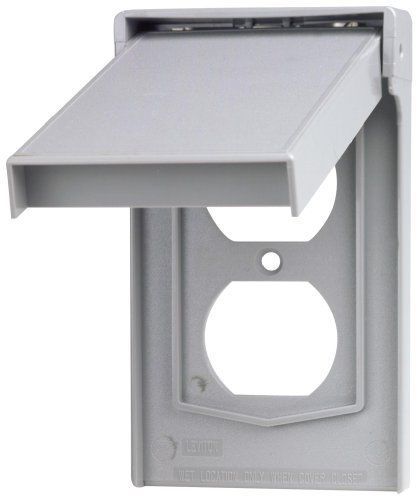 Leviton 4978-GY 1-Gang Duplex Device Wallplate Cover  Weather-Resistant  Thermop