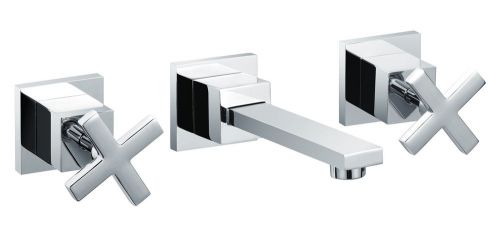 NEW WELS APPROVED TRENTO SERIES MESSINA SQUARE CROSSED 3 PIECE BATH TAP SET