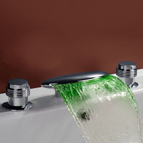 Modern widespread led two handle bathroom faucet tap chrome finish free shipping for sale