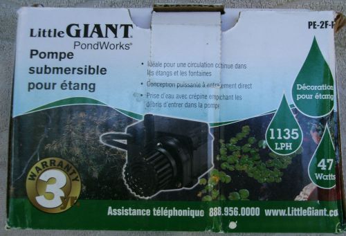 Little Giant Submersible Statuary and Fountain pump PE-2F-PW, 300 GPH ~ NEW