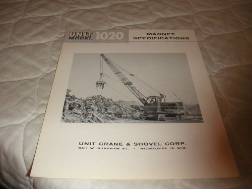 1959 unit model 1020 magnet crawler crane sales brochure for sale