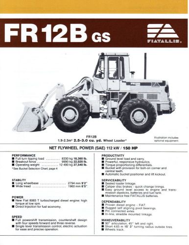 Fiatallis fr12b-gs sales brochure - fr-12b gs wheel loader government special for sale