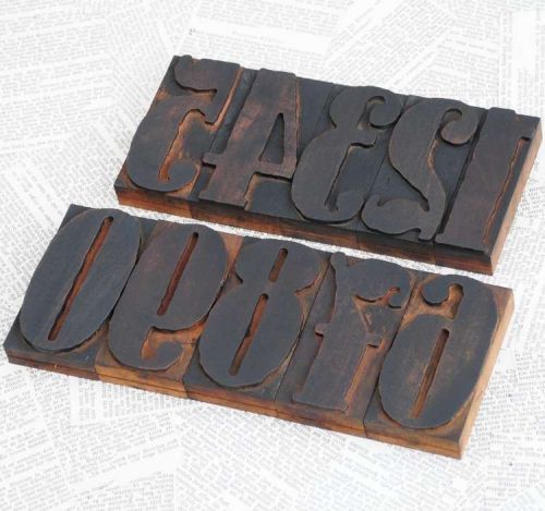 0-9 numbers letterpress wood printing blocks wooden letters shabby fancy old