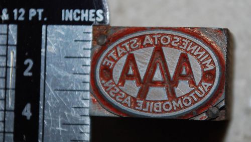 Vintage Letterpress Printer&#039;s Block Minnesota State Automobile ASSN.  AAA logo