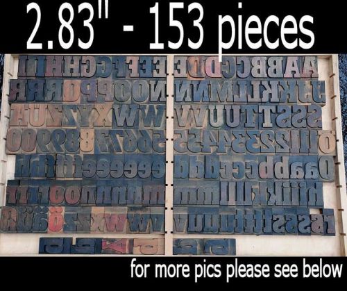 letterpress wood printing blocks 153 pcs 2.83&#034; alphabet type letters typography