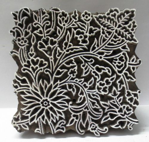 VINTAGE WOODEN HAND CARVED TEXTILE PRINTING ON FABRIC BLOCK STAMP DESIGN HOT 275