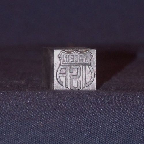 Vintage Metal Letterpress Printing Blocks- Made In USA Shield Symbol, 1/2 x 1/2