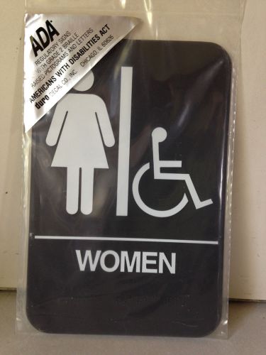 ADA WOMEN HANDICAPPED Bathroom  Sign  Accessible Braille BROWN WITH WHITE NEW