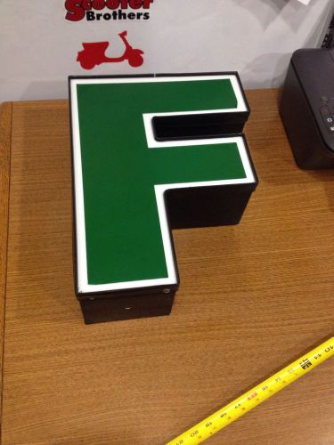 Big Letter F &#034;F&#034; From Starbucks Coffee Sign Green White Trim Lighted Large