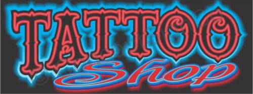 4&#039;x10&#039; TATTOO SHOP BANNER XL Outdoor Indoor Sign Neon Look Tattoos Piercings Ink