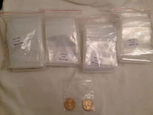 100 3x3 inch Clear Ziplock Plastic Bags Baggies 3 x 3 for Jewelry Beads or Coins