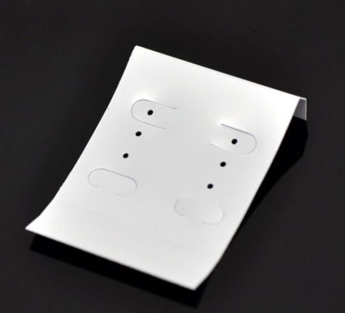 50 White Ear Hooks Earring Plastic Display Cards 5.6x4cm(2-1/4&#034;x1-5/8&#034;)