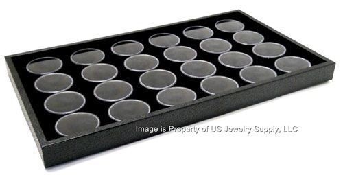 2 Black 24 Jar Trays Use for Gems Beads Coins Gold Nuggets Body Jewlery Display