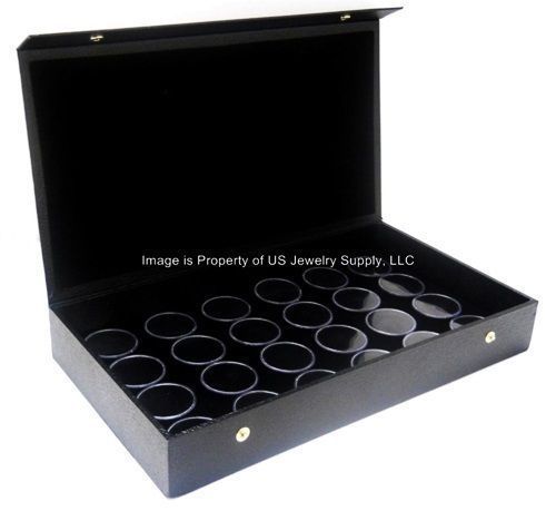 3 Snap Top Lid Black 24 Jar Box Cases Display Gems Body Jewelry Gold Nuggets