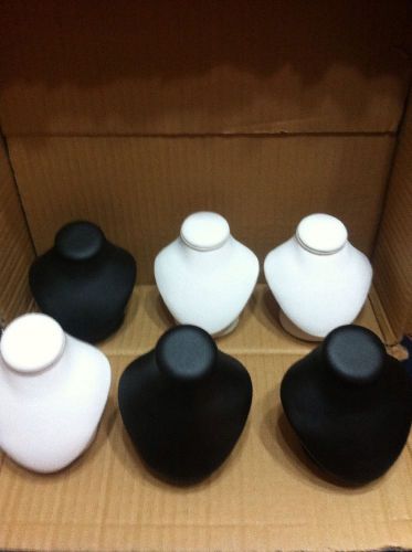Lot of 19, black ad white 4 inch necklace bust displays for sale