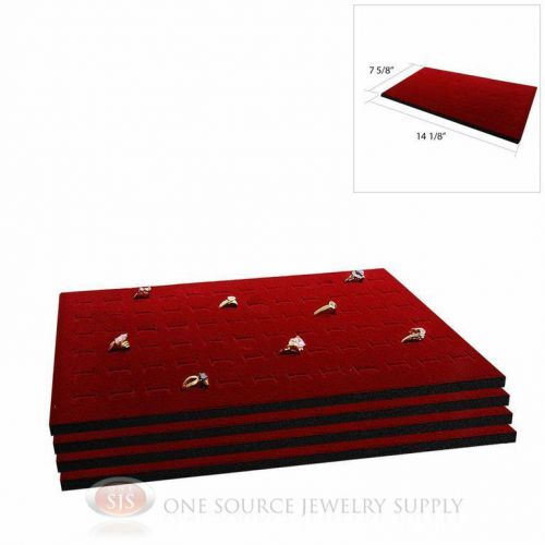 4 Burgundy Ring Display Pad Holds 72 Slot Rings Tray or Case Jewelry Insert