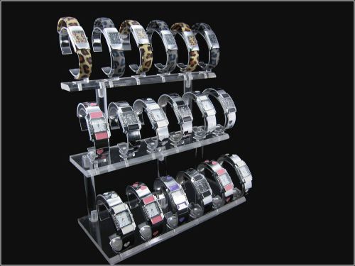 ACRYLIC JEWELRY DISPLAY STAND FOR 18 BRACELETS WATCHES