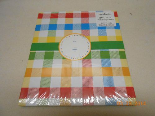 NEW HALLMARK GIFT BOX SHIRT &amp; BOOKS SIZE TO: FROM: CARD COLORFUL BOX w/ RIBBON