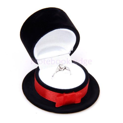 Bridegroom Dress Hat Cap Velvet Ring Earring Display Storage Gift Box Wedding