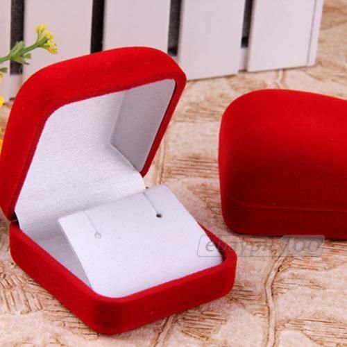 2 Red Velvet Jewelry Earrings Display Gift Box Case 2.4x2.2&#034;