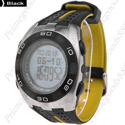Sport wristwatch waterproof digital barometer altimeter stopwatch yellow black for sale