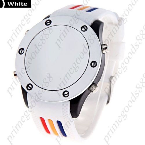 LED Light Digital Watch Unisex Wrist watch Stylish Watch Rubber Strap in White
