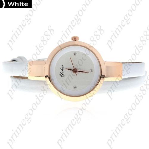 PU Leather Band Round Case Quartz Wrist Lady Ladies Wristwatch Women&#039;s in White