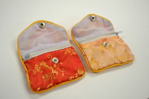 Silk Jewelry Chinese Pouch Bag Roll Assorted FOUR DOZEN Zipper - 3&#034; x 2 1/2&#034;