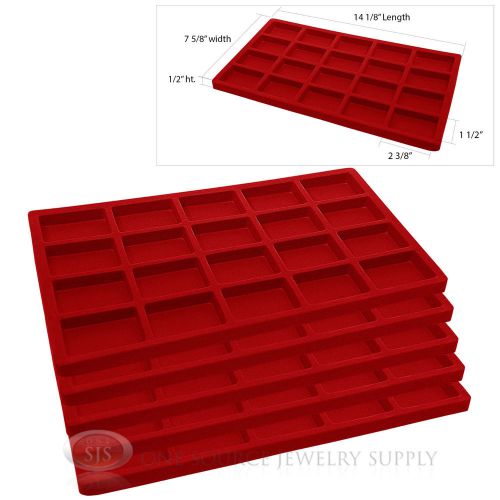 5 red insert tray liners w/ 20 compartments drawer organizer jewelry displays for sale