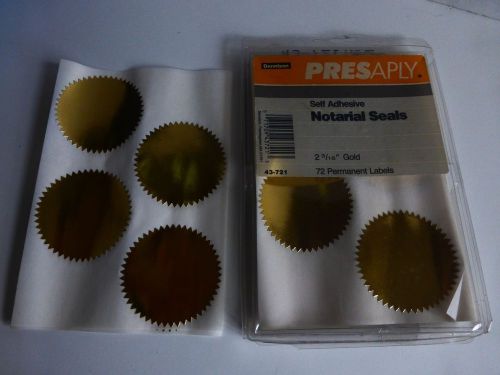 Dennison Presaply Self Adhesive Notarial Seals 2 3/16 Gold 39 labels Notary NR