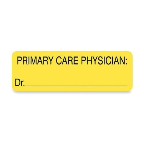 Tabbies Primary Care Physician Patient Information Label - 250/Roll-Yellow