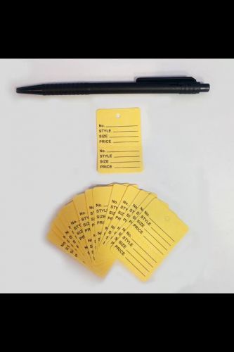 1000 Two-Part Yellow Perforated Style Size Price Coupon Merch Tags FREE PEN
