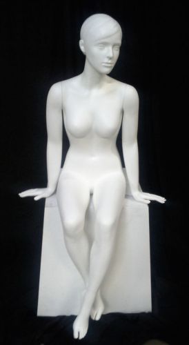 Female Full-Size Sitting Mannequin - White - Fiberglass - High Quality - #33