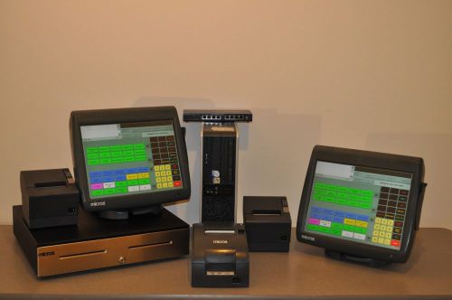Micros pos e7/ws-5a  2 terminals, server &amp; printers pkg w/ 90 day warranty for sale