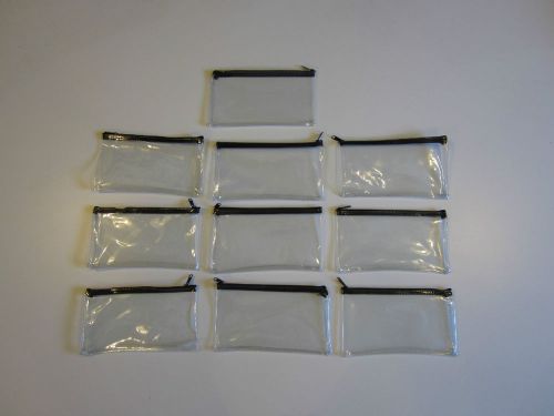 10 CLEAR VINYL ZIPPER WALLETS BANK BAG MONEY JEWELRY POUCH COIN CURRENCY COUPONS